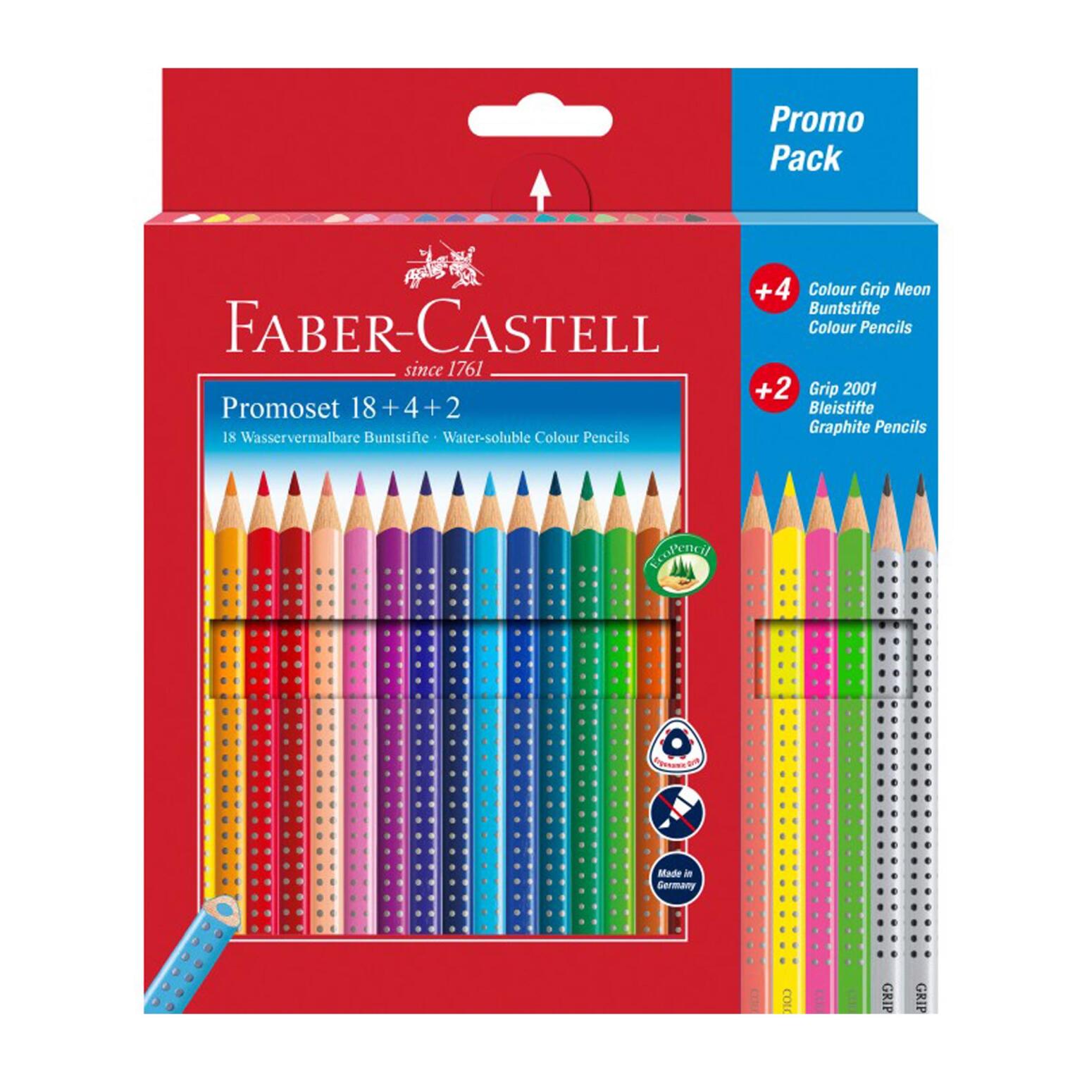 18 matite acquerellabili + 4 grip + 2 grafite Faber Castell