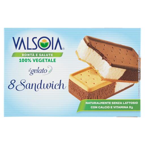Sandwich gelato cacao e fiordilatte 8 pezzi 320g  Valsoia