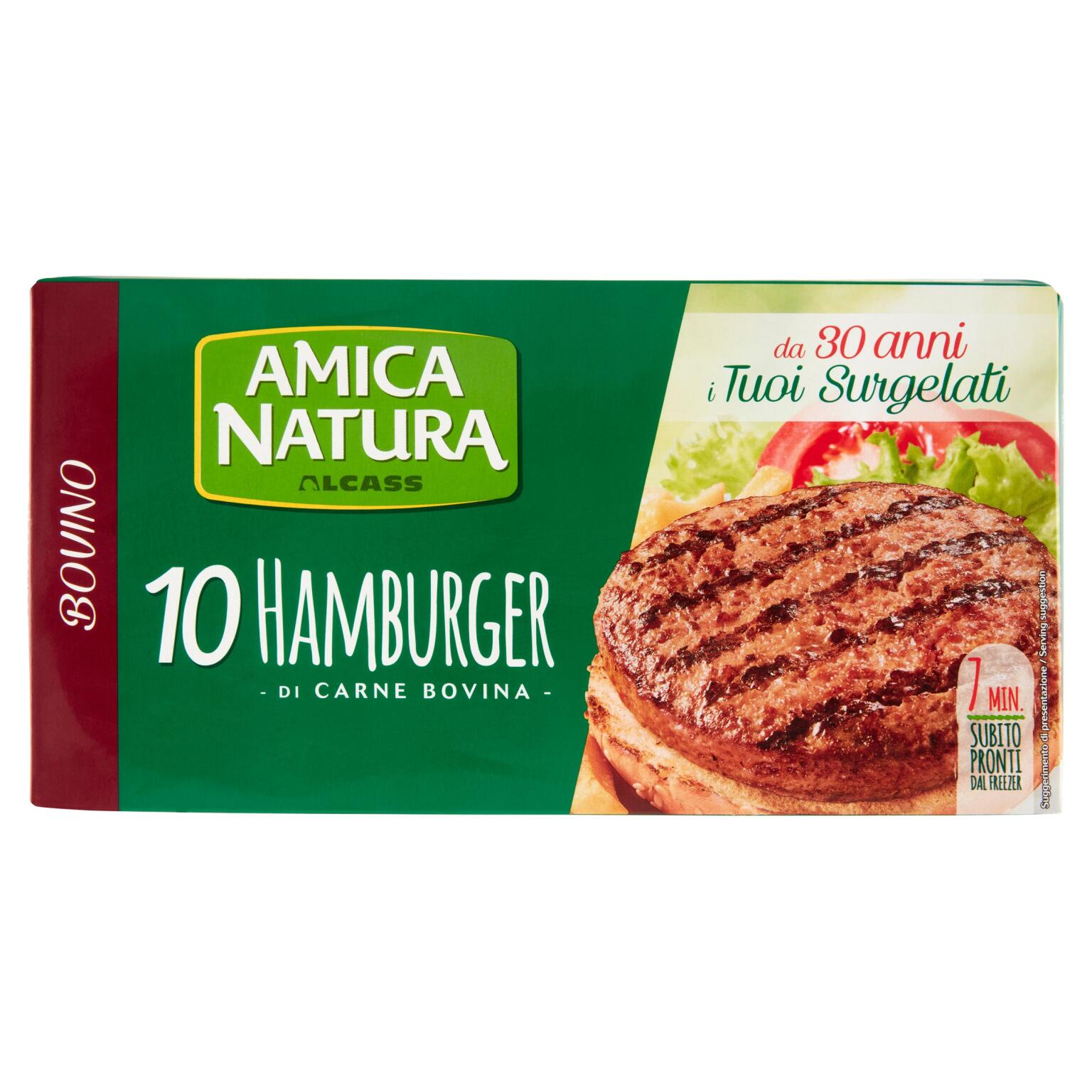 Hamburger bovino 10 pezzi 750g Amica Natura