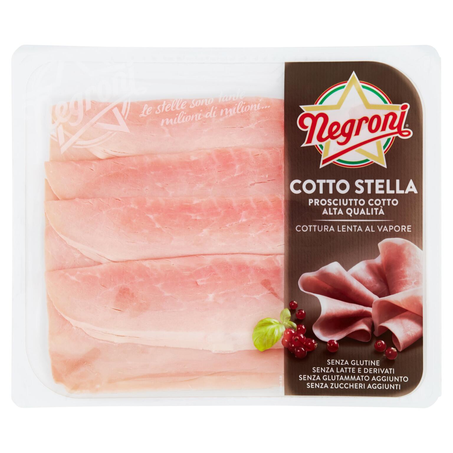 Prosciutto cotto Stella alta qualità affettato 110g Negroni e senza derivati del latte senza glutine