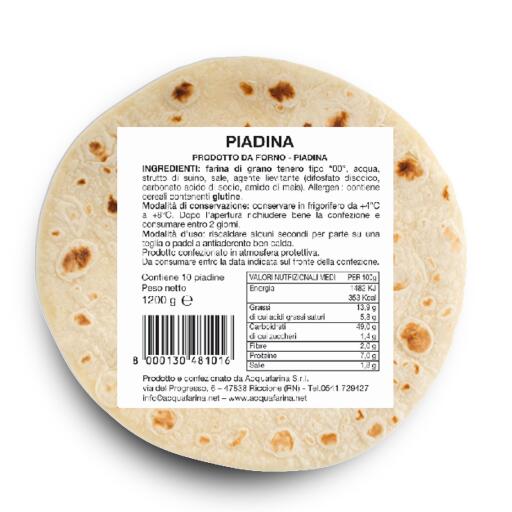Piadina classica fresca confezione da 10 pezzi 1,2kg