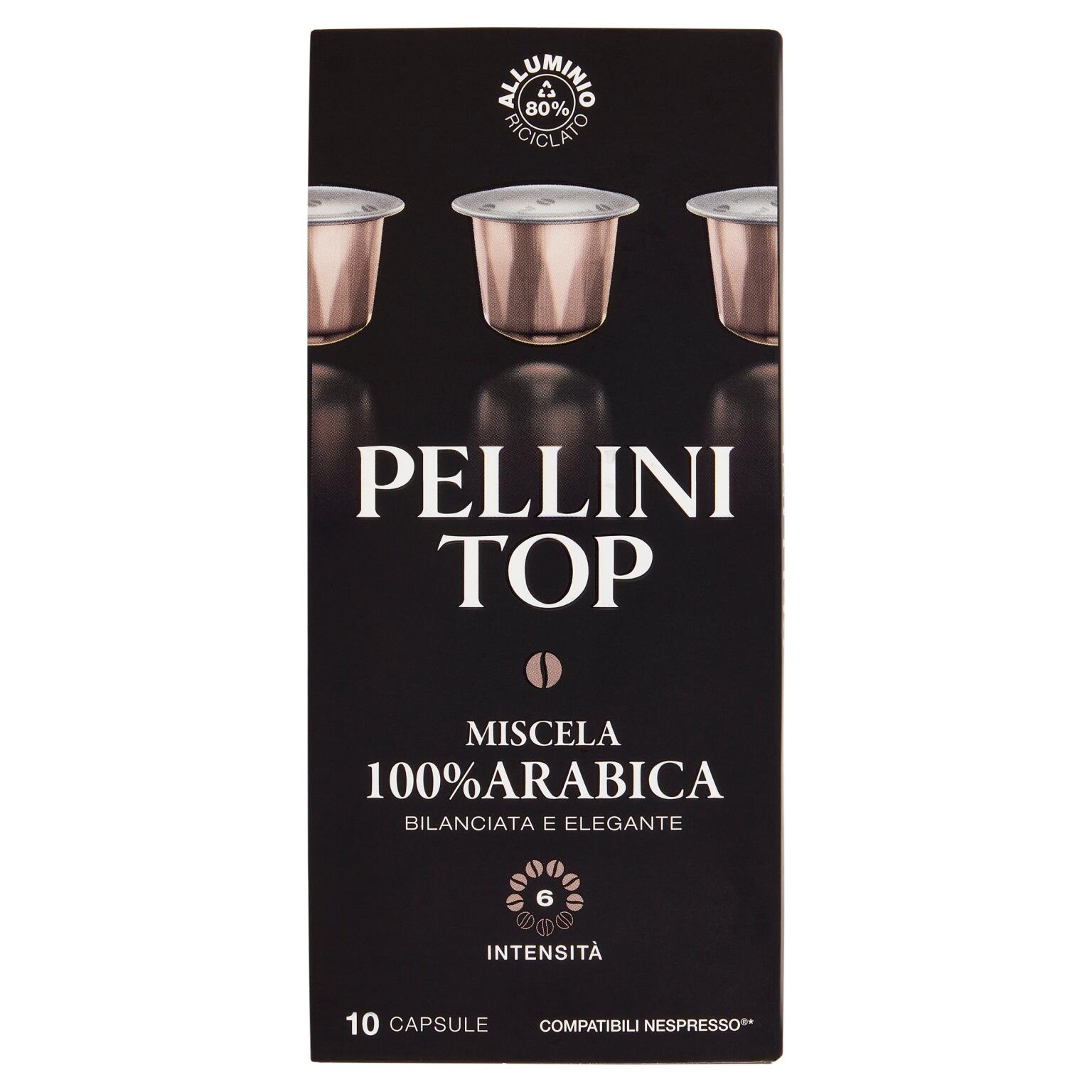 10 Capsule di caffè miscela 100% arabica compatibili Nespresso 55g Pellini Top