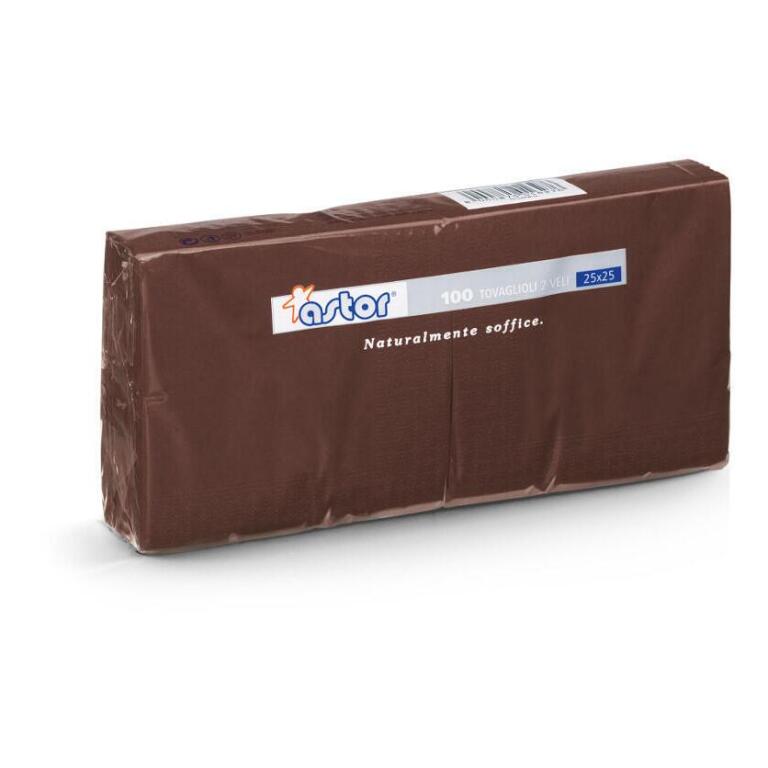 100 Tovaglioli 2 veli marrone 25x25cm da 100pz Astor
