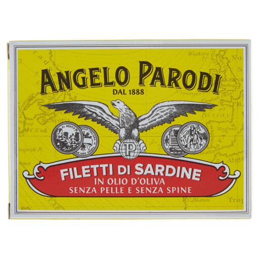 Sardine senza pelle e senza spine in olio d'oliva 105g Angelo Parodi