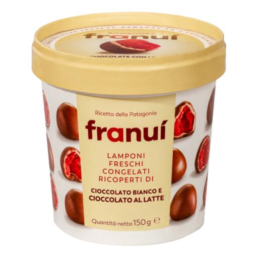 Franuì Lamponi ricoperti al cioccolato bianco e al latte da 150g Alpeker