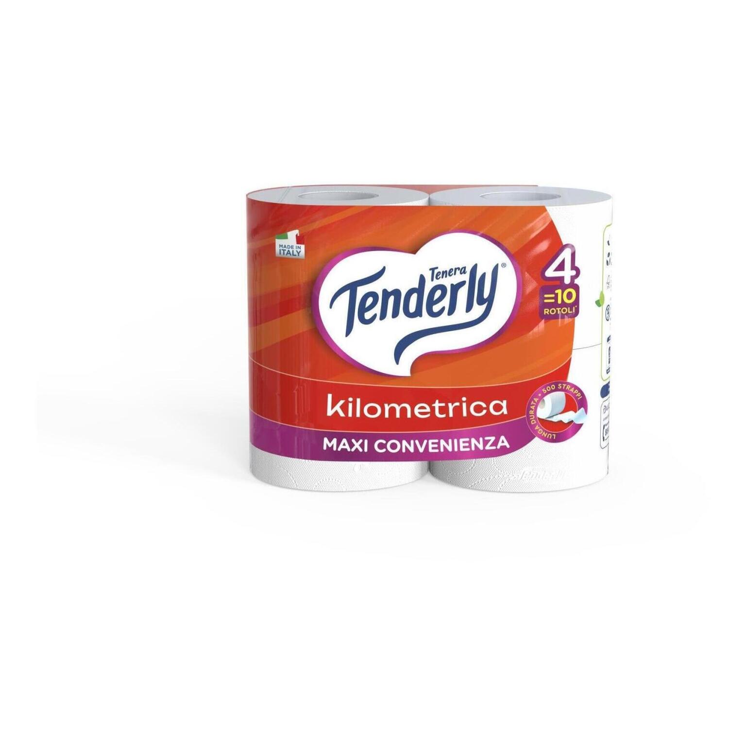 Carta Igienica Tenderly Kilometrica 4 rotoli 500 strappi