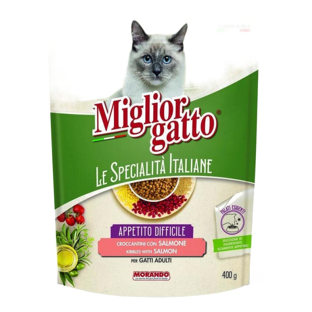 Migliorgatto Crocchette con Salmone appetito difficile 400g Le Specialità Italiane Morando