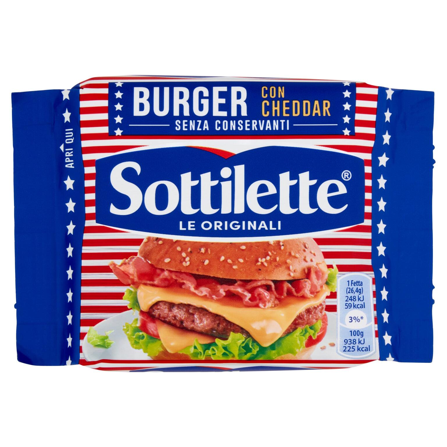 Sottilette burger con cheddar 185g senza glutine