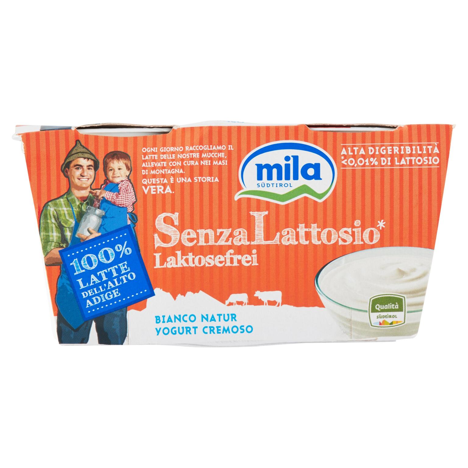 Yogurt intero bianco 2x125g Mila senza lattosio