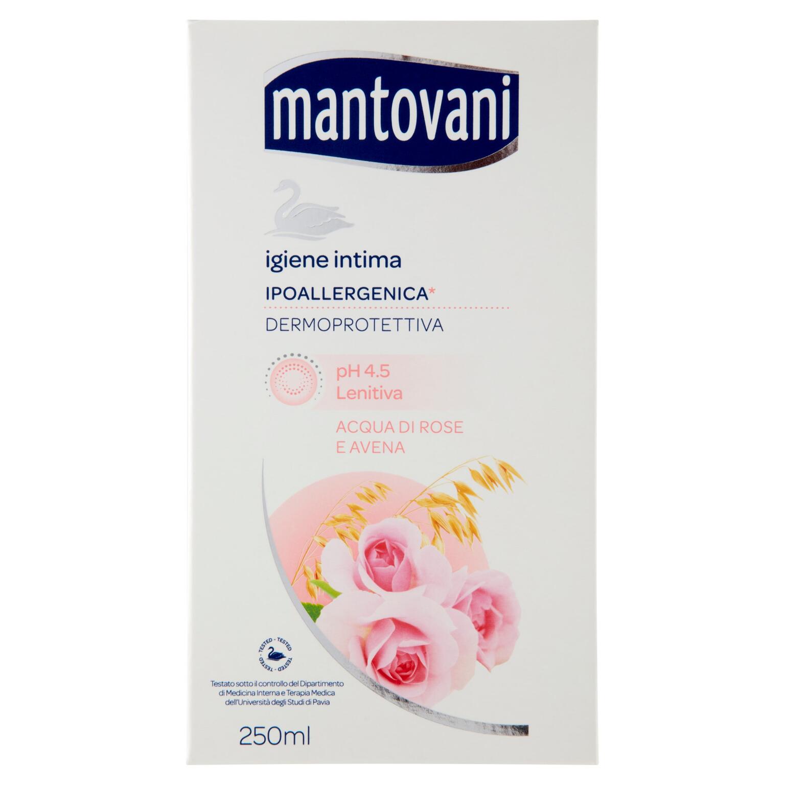 Detergente intimo lenitivo acqua di rose e avena da 250ml Mantovani