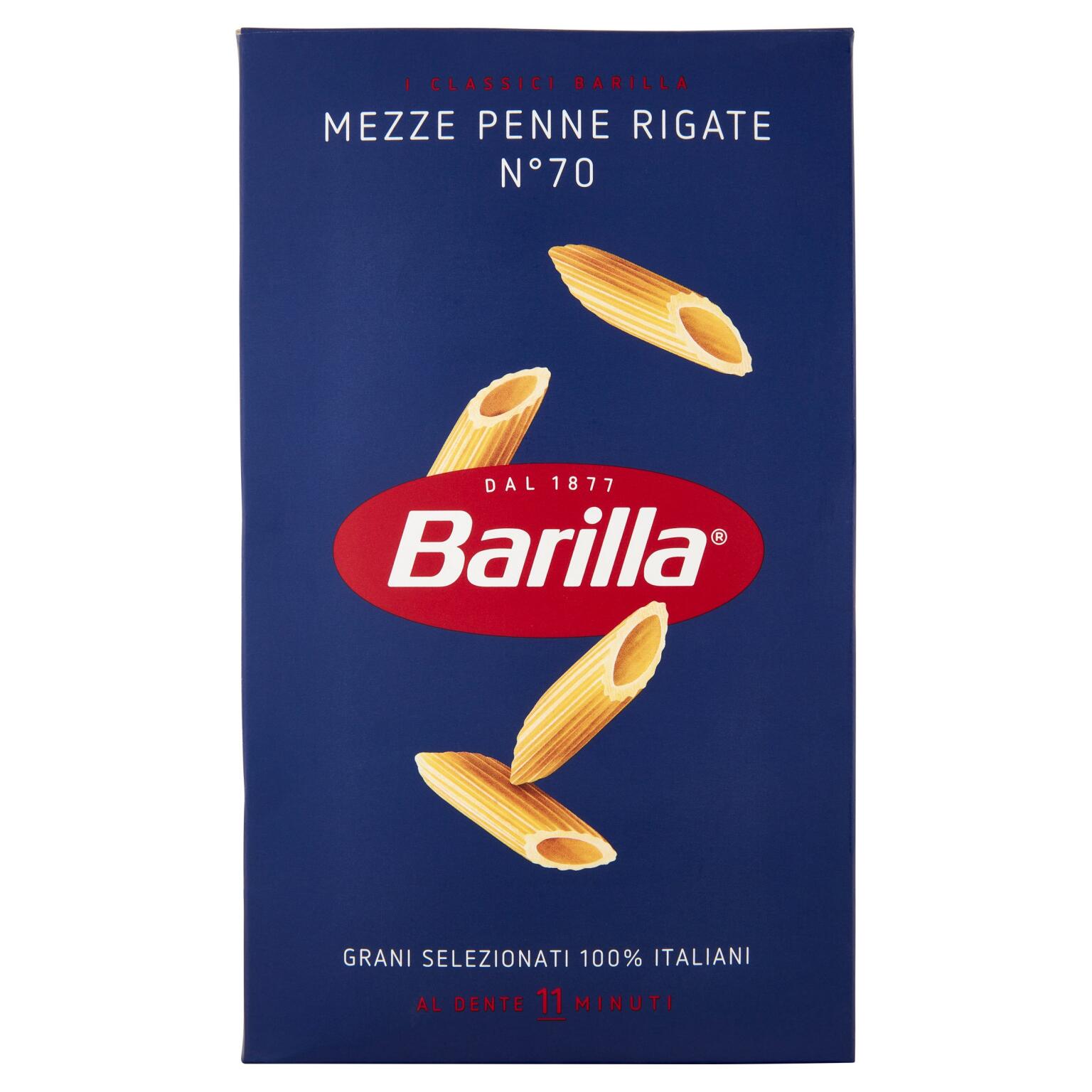 Mezze penne rigate pasta di semola di grano duro n° 70 500g Barilla