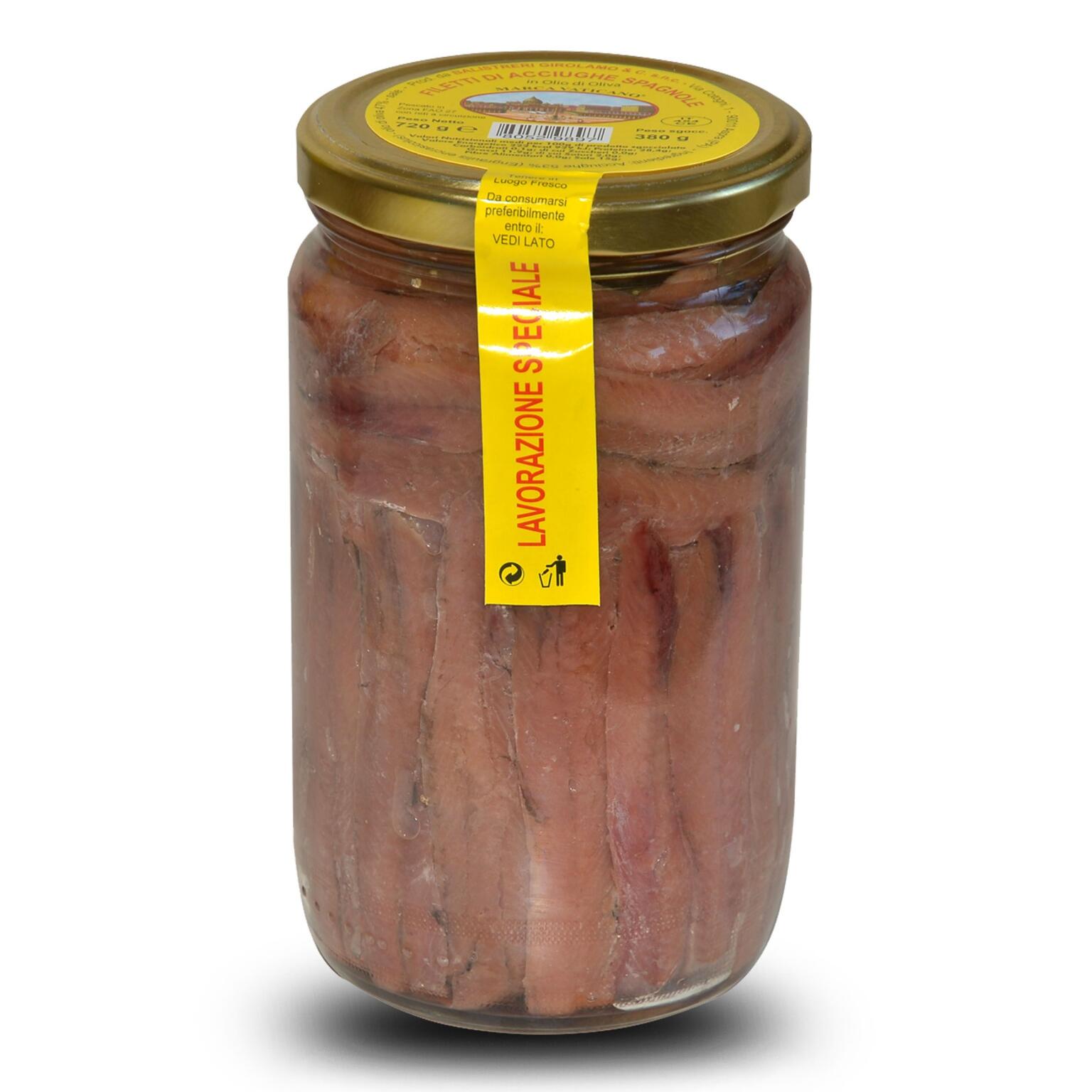 Filetti di acciughe distese in olio d'oliva 720g Balistreri
