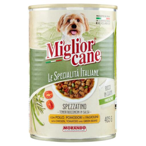 Migliorcane Bocconcini Pollo/Pomodori/Fagiolini 405g Specialità Italiane Morando