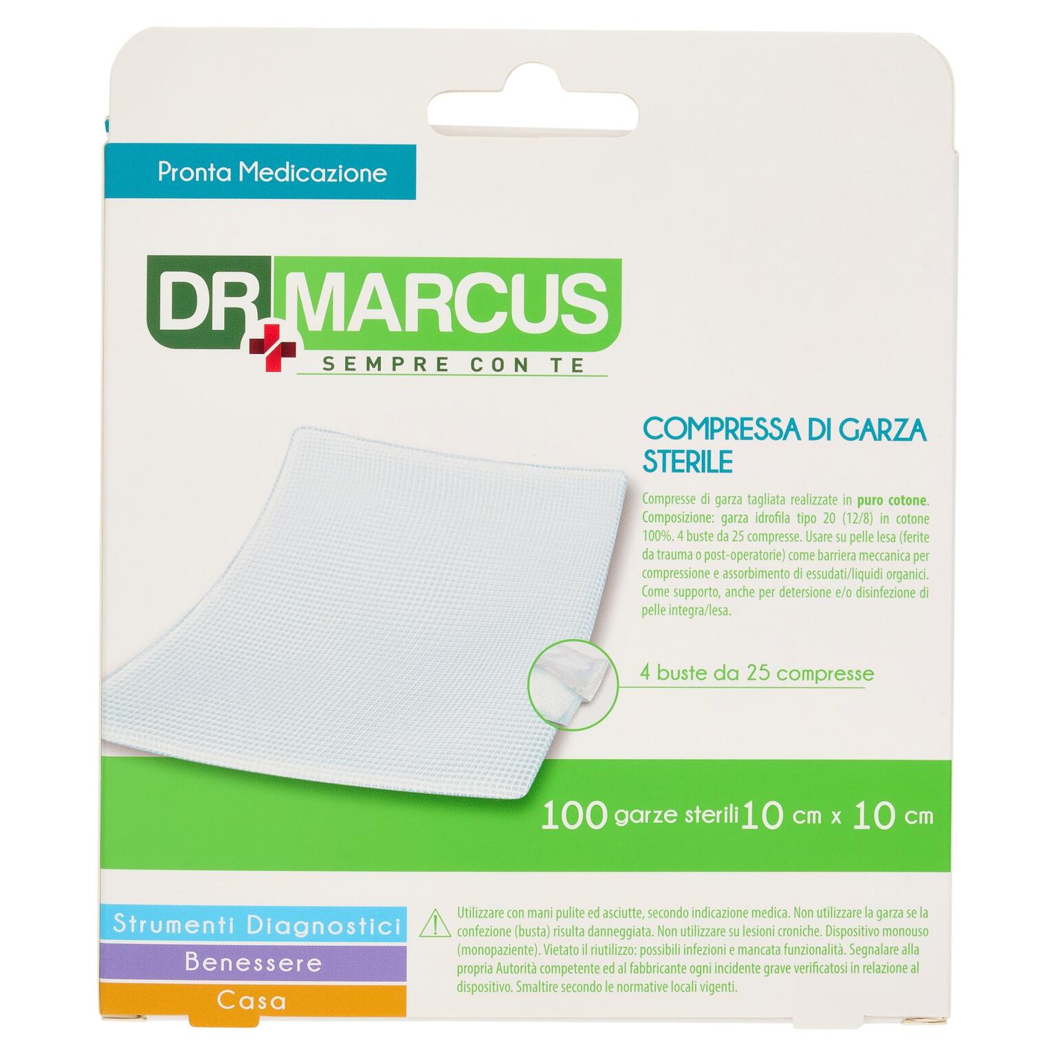Compressa di garza sterile 100pezzi 10x10cm puro cotone Dr Marcus