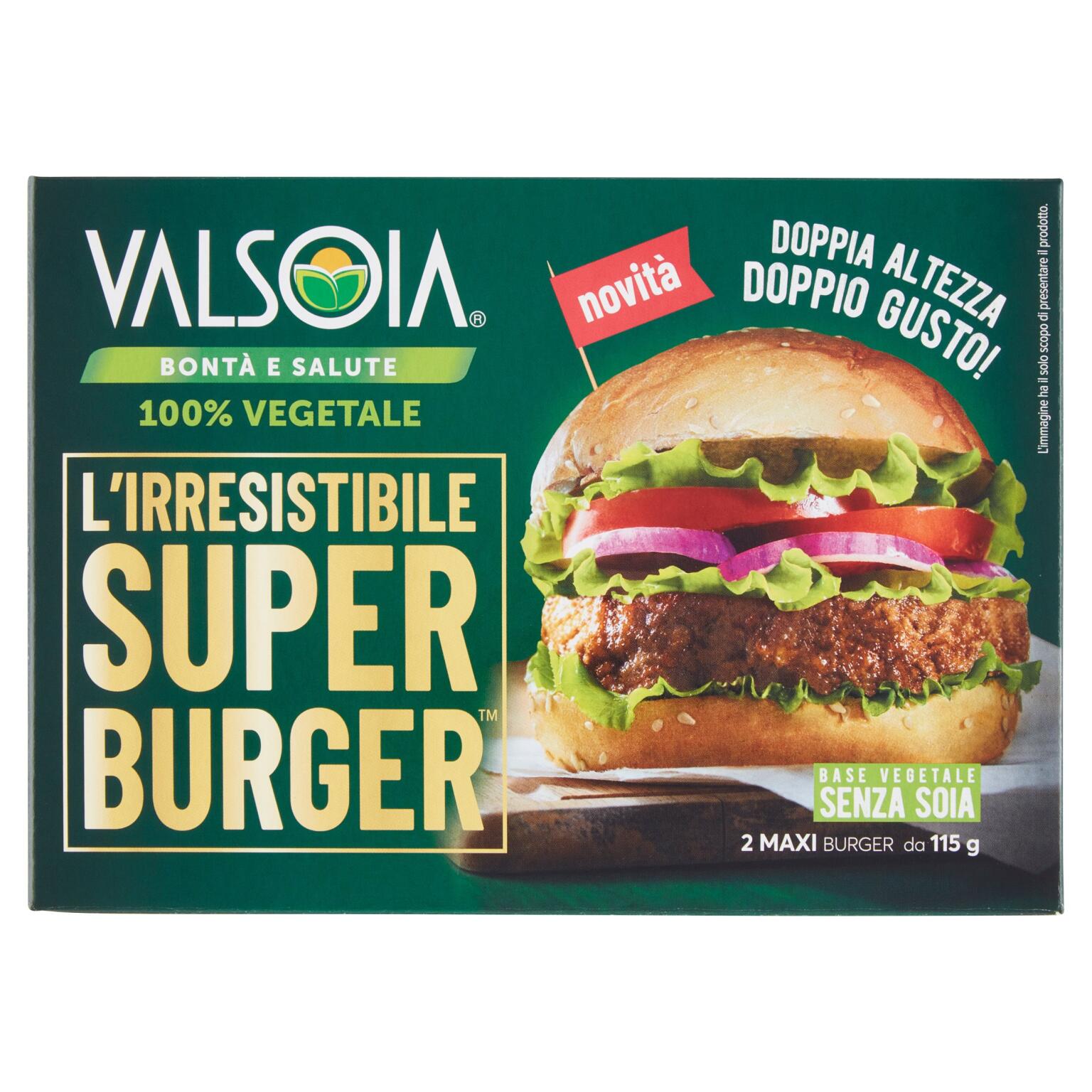 Super Burger confezione da 2 pezzi x115g ciascuno Valsoia
