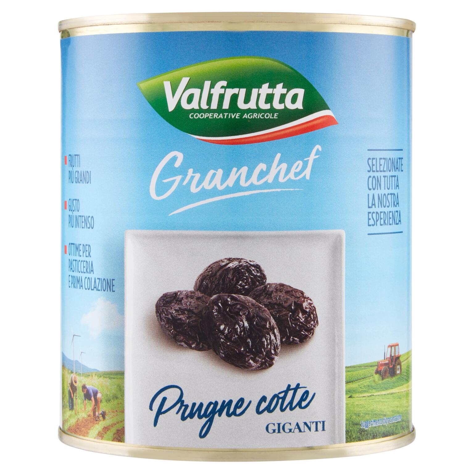 Prugne cotte Giganti linea Granchef allo sciroppo 850g Valfrutta