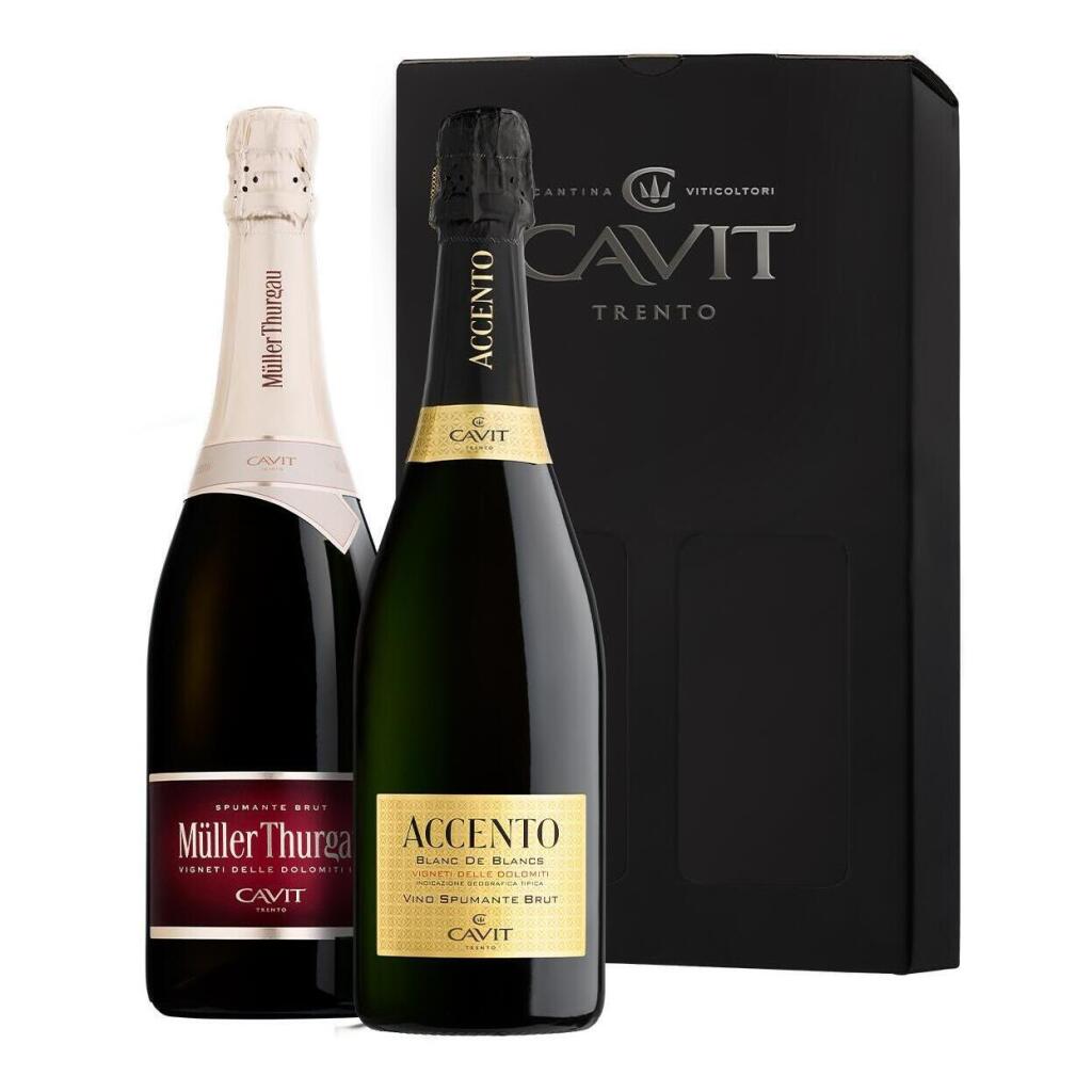 Confezione 2 bottiglie: 1 Muller Thurgau Igt 75cl e 1 Accento Brut Igt 75cl  Cavit