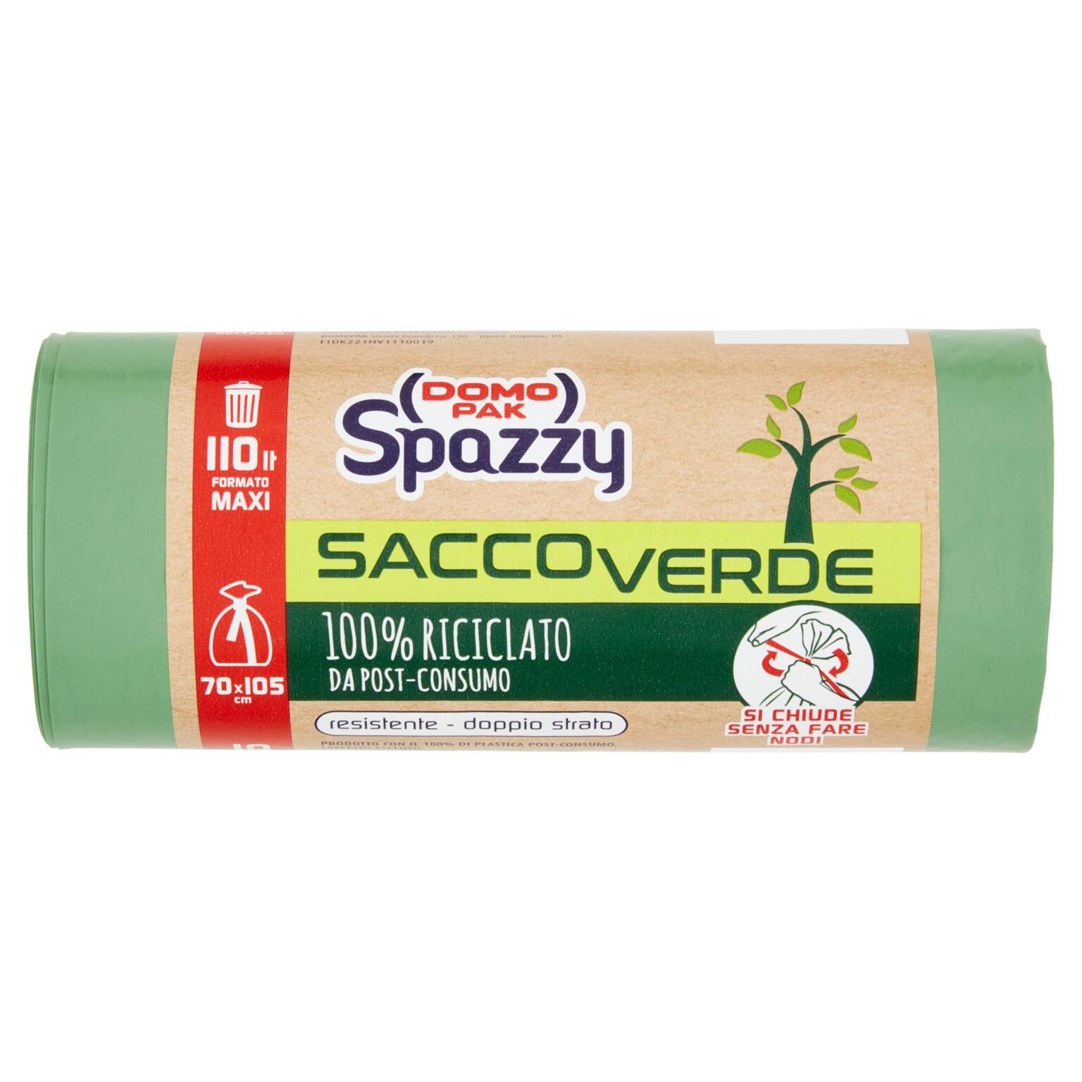 Sacco Verde riciclabile 10 pezzi 110 litri