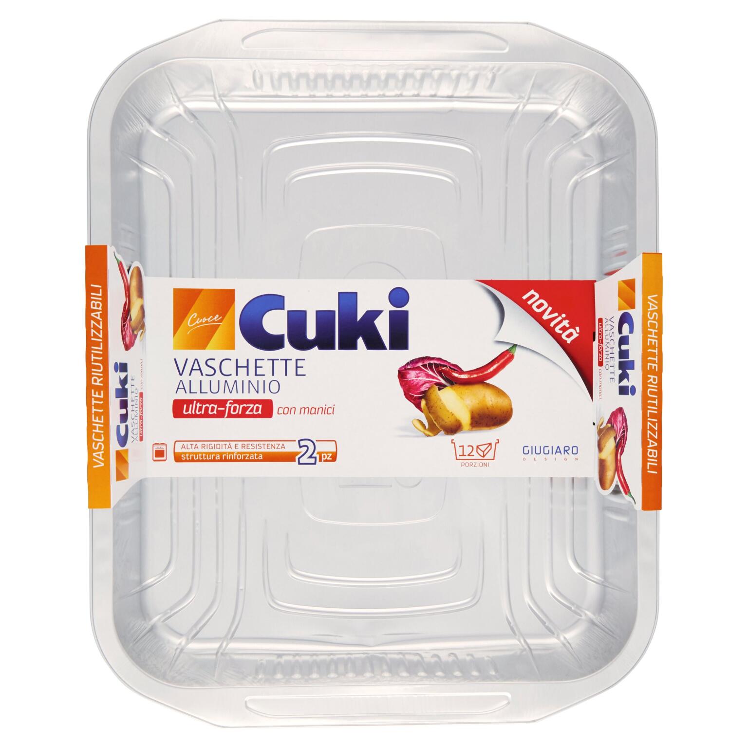 Vaschette alluminio R74 ultra-forza con manici senza coperchi da 12porzioni 2pz Cuki