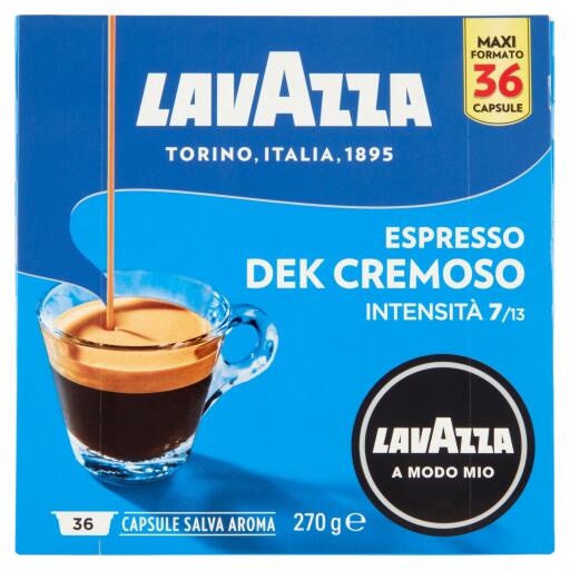 Capsule Dek 100% Arabica confezione da 36 capsule 270g intensità 7 A Modo Mio Lavazza