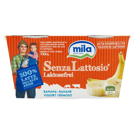 Yogurt intero banana 2x125g Mila senza lattosio