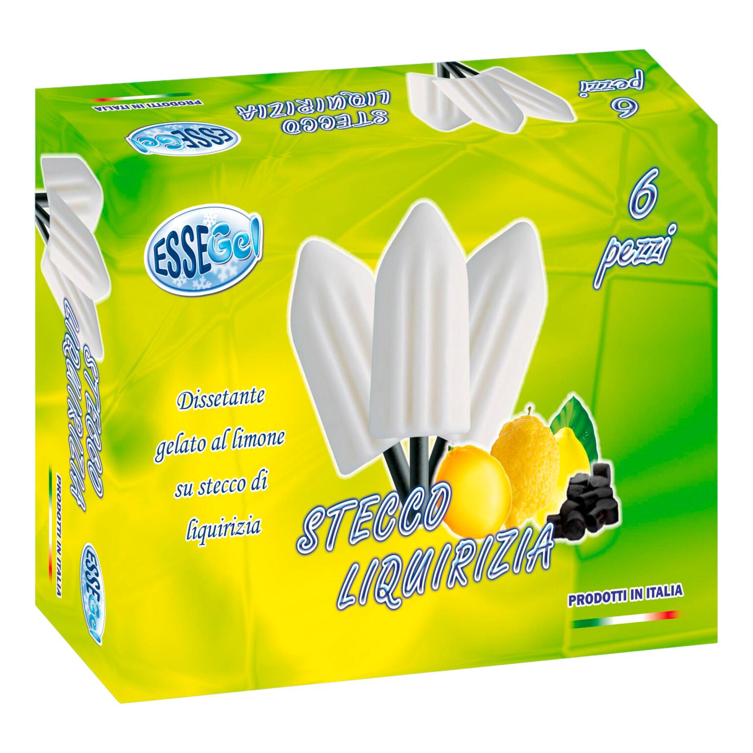 Gelato al gusto di Limone su Stecco di Liquizizia confezione da 6pezzi 450g Essegel