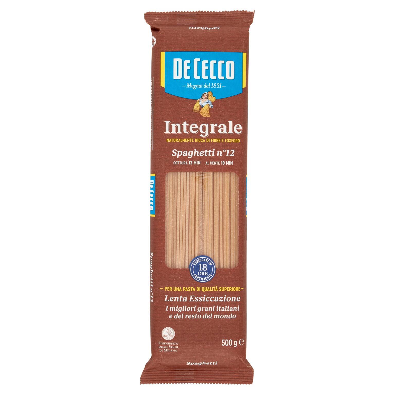 Spaghetti integrali n°12 500g De Cecco