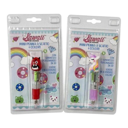 Minipenna 4 colori blister Kawaii