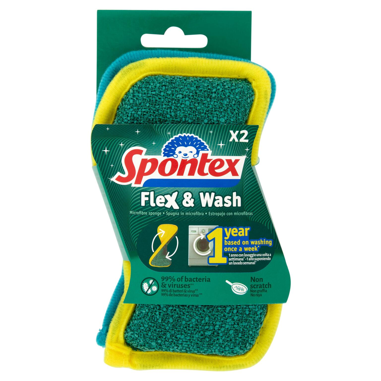 Spugna in microfribra Flex&Wash x2pz Spontex