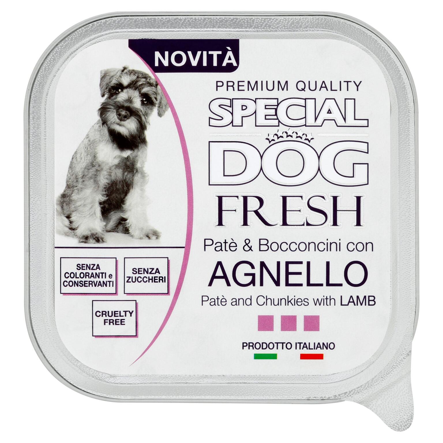 Patè e bocconcini special dog fresh con agnello 150g