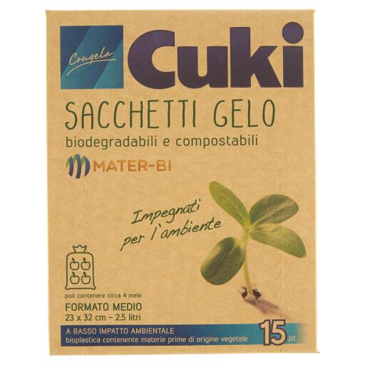 Sacchetti gelo mater-bi nedi 15pezzi 23cmX32cm Cuki