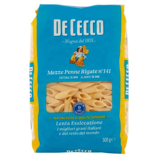 Pasta di semola di grano duro mezze penne n°141 500g De Cecco