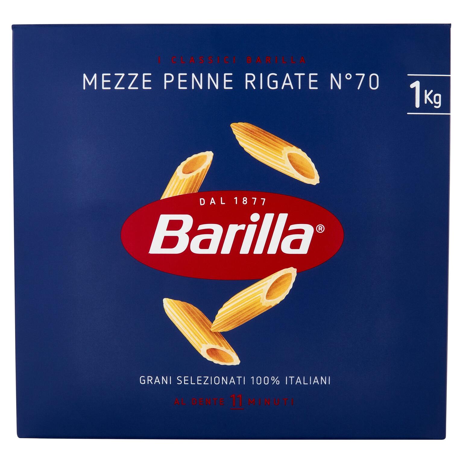 Mezze penne Pasta di semola di grano duro 1Kg n°70 Barilla