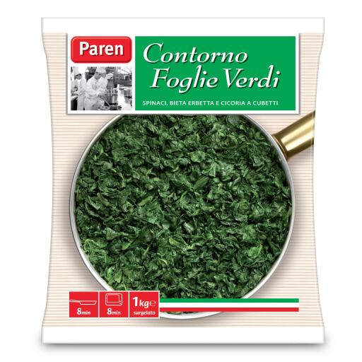 Contorno Foglie Verdi-spinaci,bieta erbetta e cicoria a cubetti 1Kg Paren