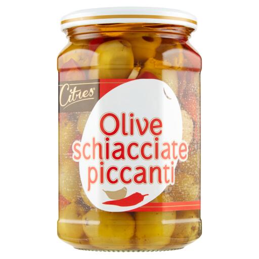 Olive verdi schiacciate piccanti in olio di girasole 520g Citres