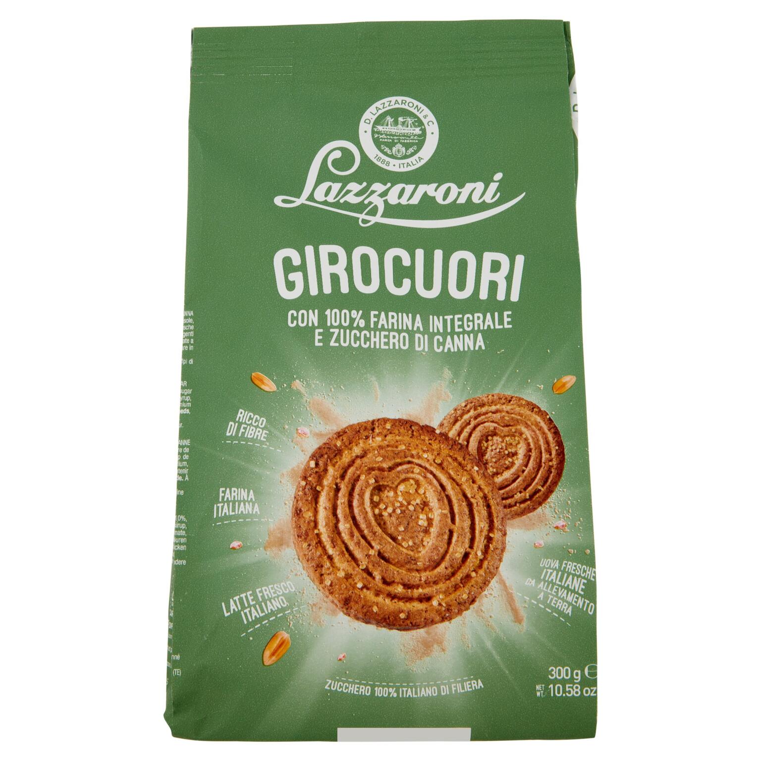 Biscotti Girocuori con farina integrale,miele e   zucchero di canna 300g