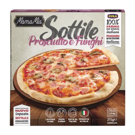 Pizza Sottile Prosciutto e Funghi 375g Mama Mia