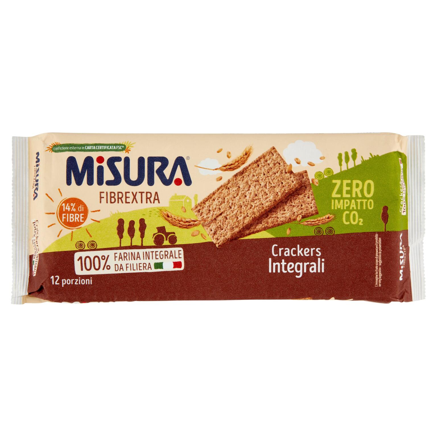 Crackers integrali Fibrextra 385g Misura
