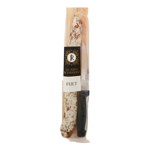 Fuet( Salame Spagnolo)170g con Tagliere e Coltello Van Loon