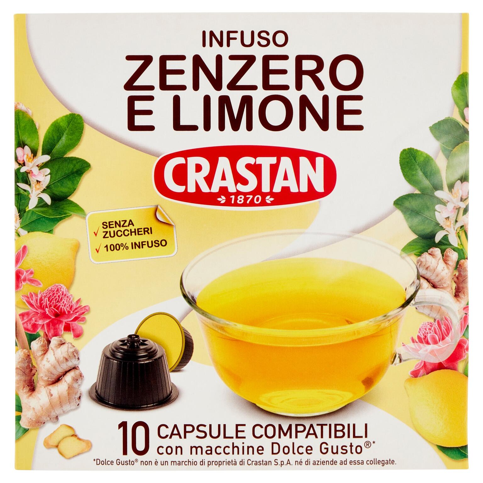 10 capsule per infuso zenzero e limone compatibili Dolce gusto 25g Crastan