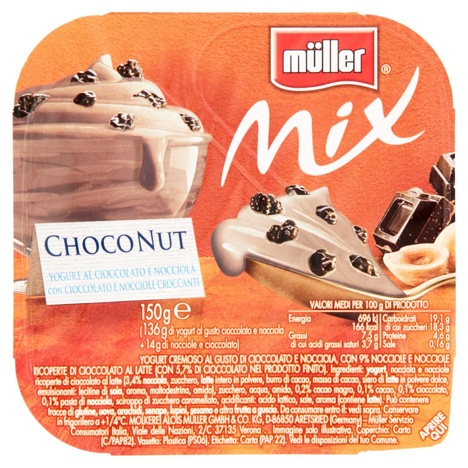 Yogurt Mix ChocoNut 150g Muller (cioccolato e nocciola con cioccolato e nocciole croccanti)