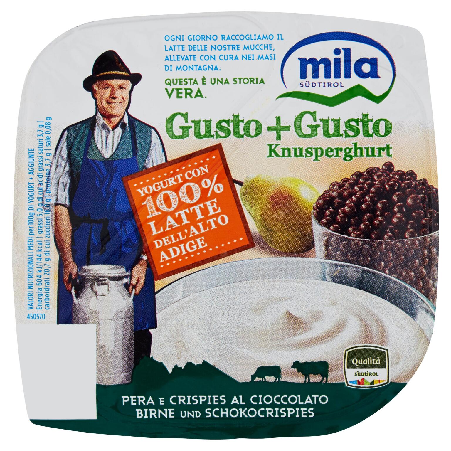 Gusto+gusto pera e crispies al cioccolato 150g Mila
