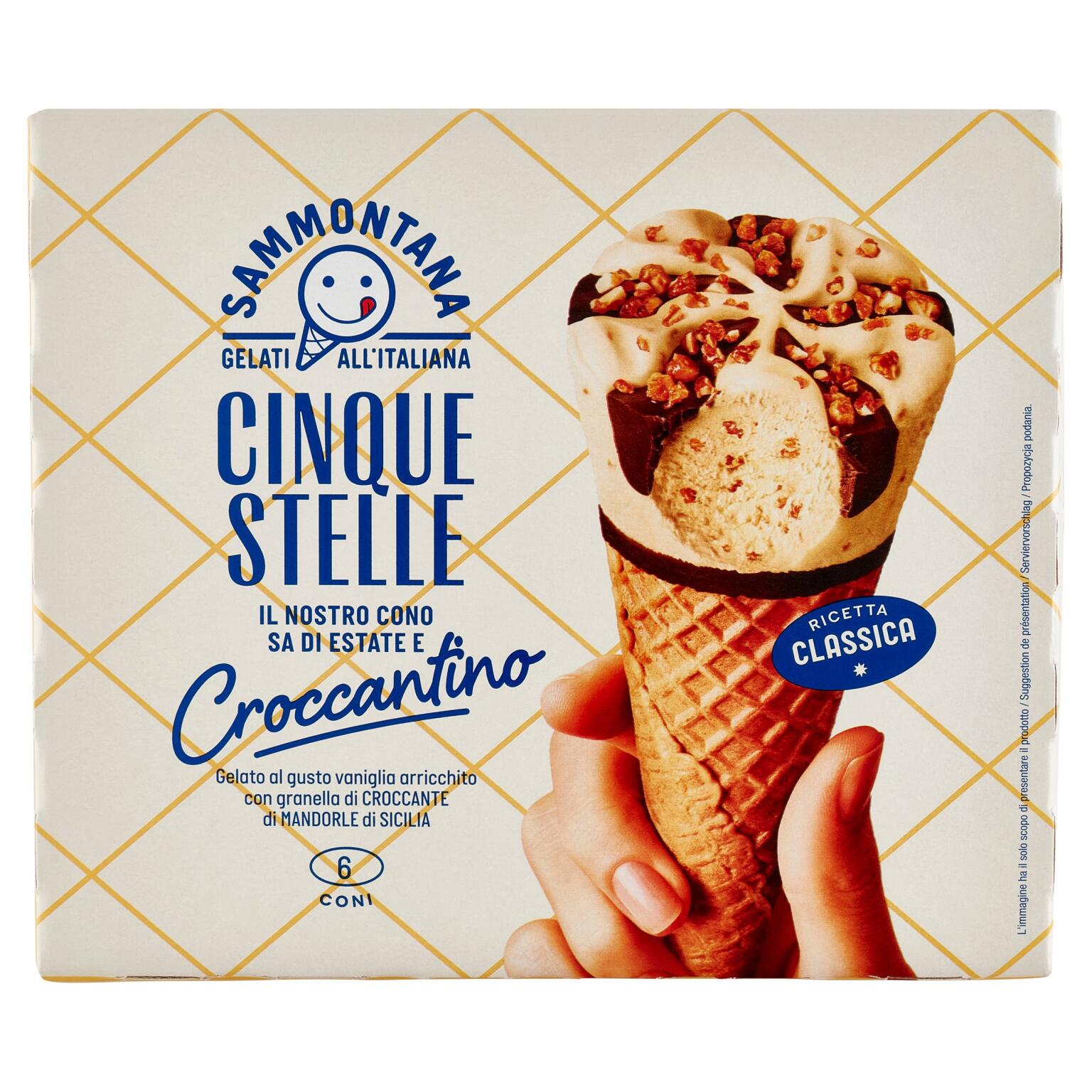 Coni Cinque Stelle 6 pezzi croccantino 450g Sammontana