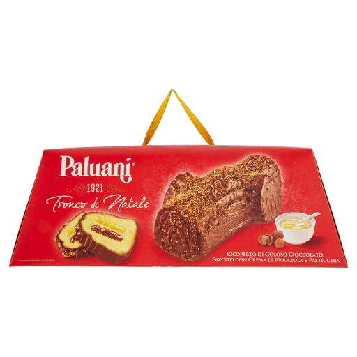Tronco di Natale ricoperto di goloso cioccolato farcito con crema alla nocciola 750g Paluani