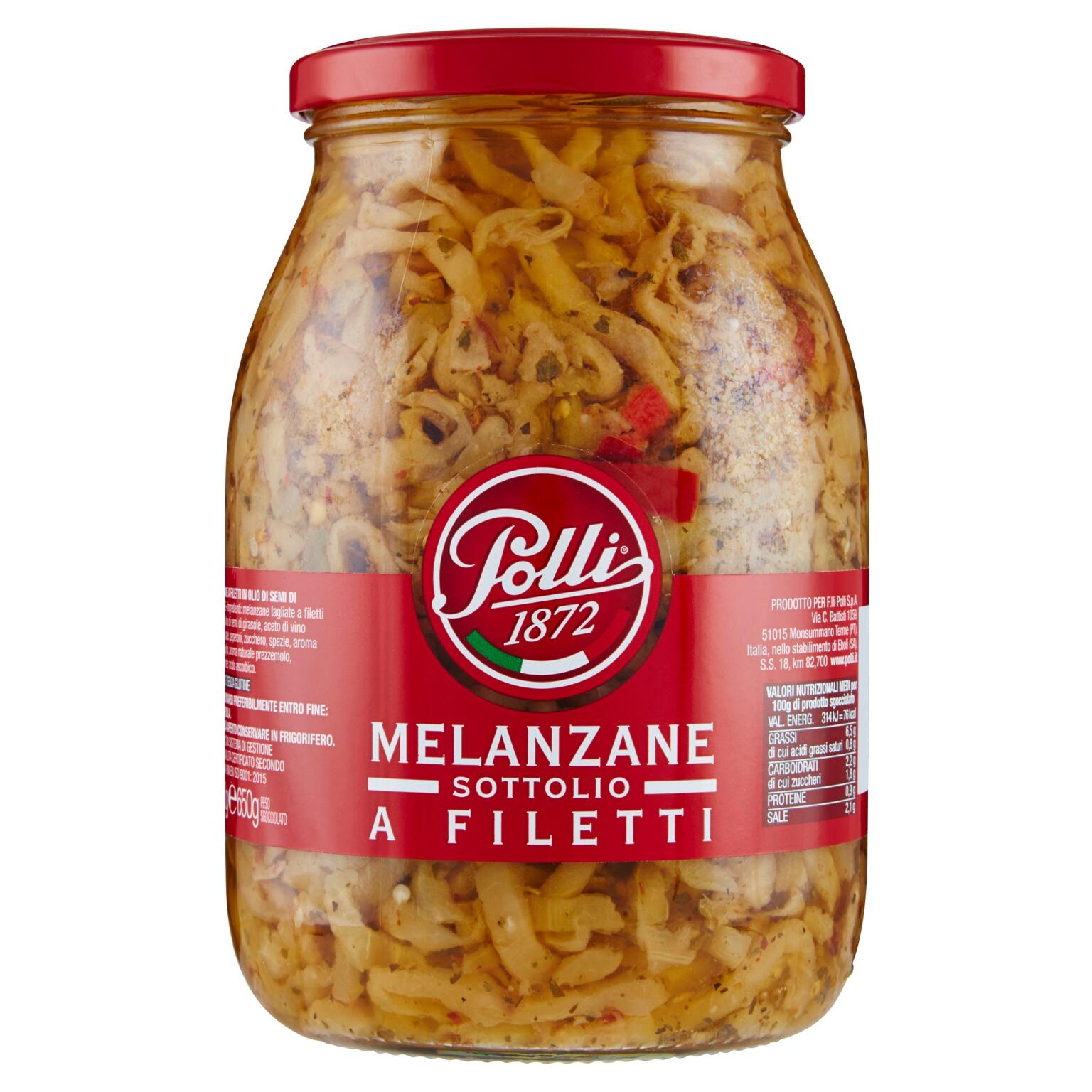 Melanzane a filetti sott'olio fa 950g F.lli Polli