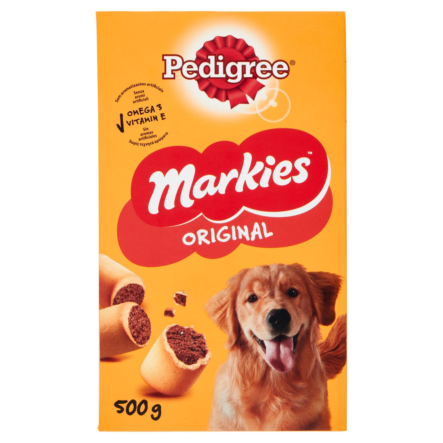 Deliziosi biscotti Markies con carne con midollo, omega 3, vitamine e minerali 500g Pedigree