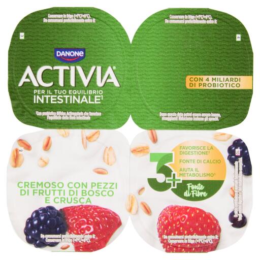 Yogurt Activia fibre frutti di bosco e crusca 4x125g