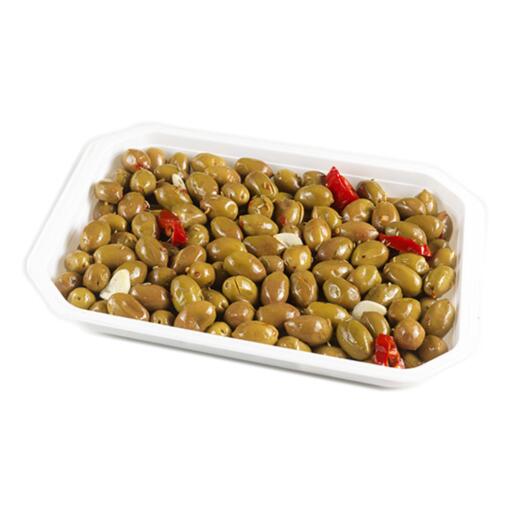 Olive verdi schiacciate con nocciolo Buscema
