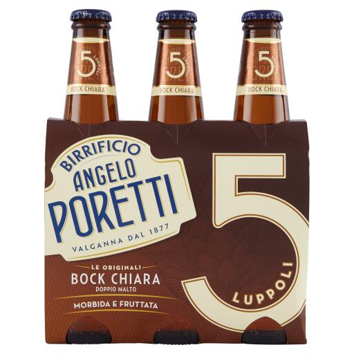 Birra bock chiara 5 luppoli doppio malto 3x33cl Angelo Poretti