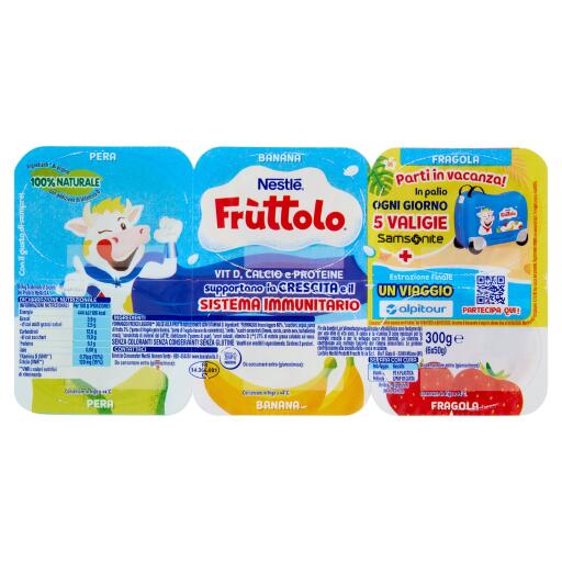Fruttolo frutta singola fragola/pera/banana 6x50g Nestlé